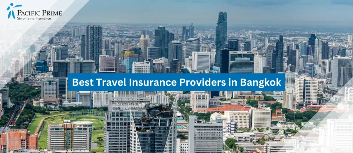 Image of Bangkok City Skyline With King Power Mahanakhon Tower with text overlay of "Best Travel Insurance Providers in Bangkok"