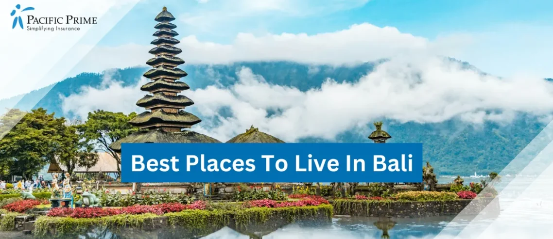 Image of Brown-green Temple By Water Under Blue, White Cloudy Sky At Ulun Danu, Bali with text overlay of "Best Places To Live In Bali"