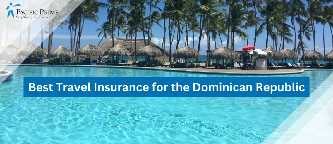 Image of Cottages Amid Coconut Trees In Punta Cana, Dominican Republic with text overlay of "Best Travel Insurance for the Dominican Republic"