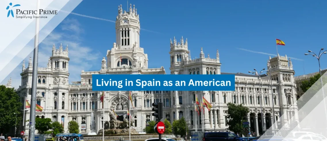 Image of Cybele Palace And Fountain In Madrid, Spain During Daytime with text overlay of "Living in Spain as an American"