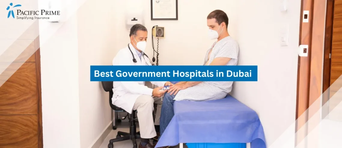 Image of Doctor Monitoring Patient’s Vital Signs During Health Checkup with text overlay of "Best Government Hospitals in Dubai"