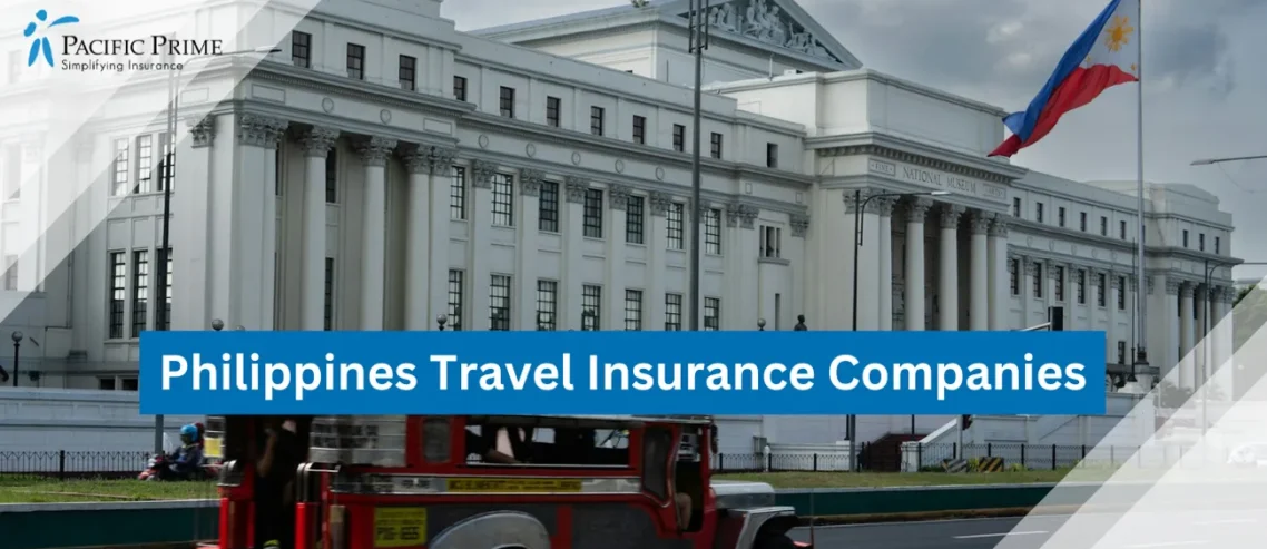 Image of Firetruck On Street Near Manila's National Museum Of Fine Arts with text overlay of "Philippines Travel Insurance Companies"