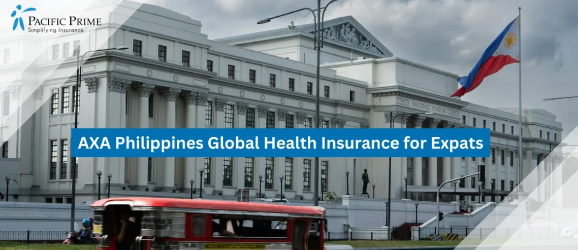 Image of Firetruck Parked Outside The National Museum Of Fine Arts In Manila with text overlay of "AXA Philippines Global Health Insurance for Expats"