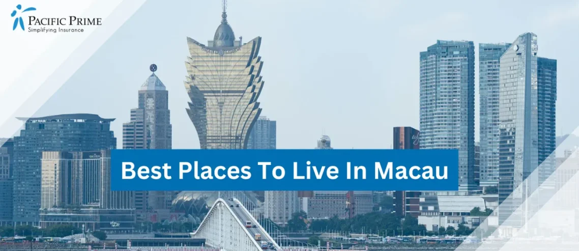 Image of Macau Skyline Showcasing Iconic Grand Lisboa with text overlay of "Best Places To Live In Macau"
