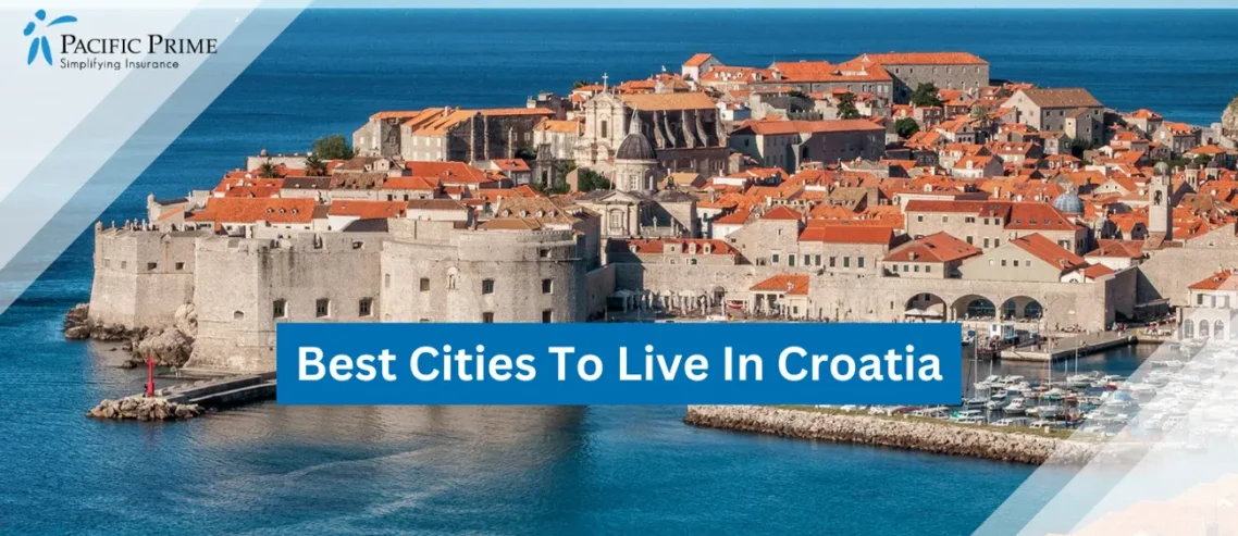 Image of Red And White Concrete Houses By The Croatian Seaside with text overlay of "Best Cities To Live In Croatia"