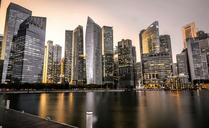 Singapore City Skyline At Night