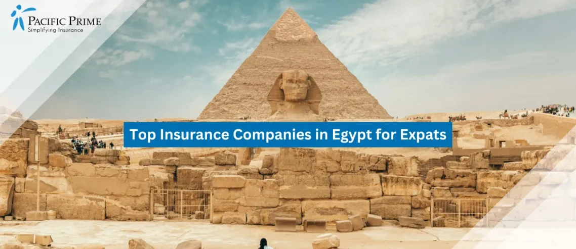 Image of Tourist Strolling Near The Great Sphinx, Egypt with text overlay of "Top Insurance Companies in Egypt for Expats"