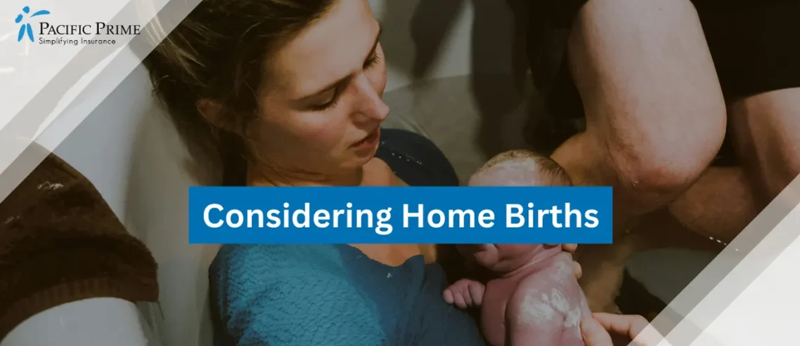 Image of Woman Holding Newborn Baby After Home Birth with text overlay of "Considering Home Births"